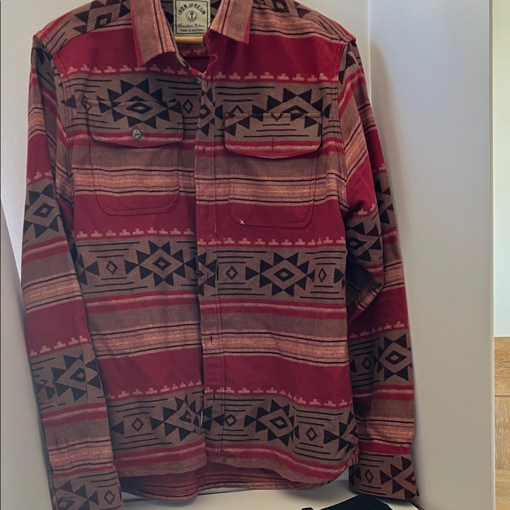 Iron & Resin Red and Black Patterned Shirt Jacket